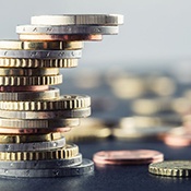 Close up of a stack of coins