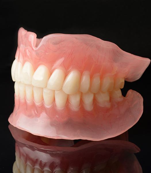 Close-up of full dentures in Los Angeles, CA