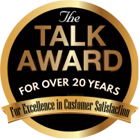 Talk Award for Excellence in Customer Service for Over 20 Years badge
