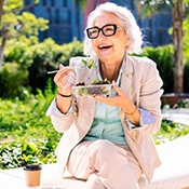 Lady enjoys salad